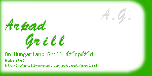 arpad grill business card